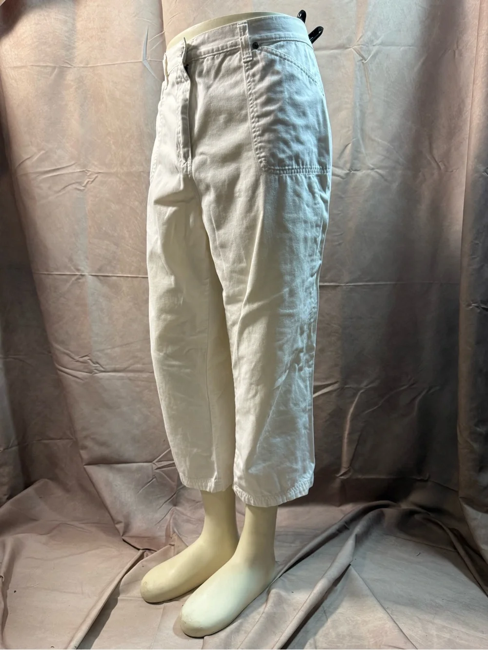 287-bill blass White Cropped Cargo Pants
